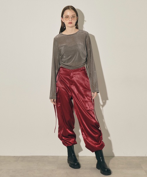 VIOLETTA（ヴィオレッタ）の「ストーン付きベロアロングTシャツ（Tシャツ/カットソー・レディース・グレー/ブラック・FREE）」の21枚目の写真