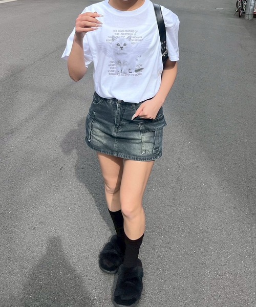 fiere(フィエール)の「エンジェルキャット半袖Tシャツ(Tシャツ/カットソー・レディース・ホワイト/A・MEDIUM/LARGE)」の3枚目の写真