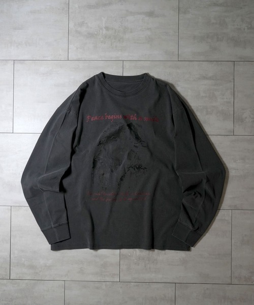 Anytime Songs(エニータイムソングス)の「Pigment hard wash long sleeve T-shirt/ピグメント ハードウォッシュ 長袖 Tシャツ/ロンT(Tシャツ/カットソー・メンズ・ブラック/ブラウン系その他/ブラック系その他2/ブラック系その他/ブラウン系その他2/ブラック系その他3/ブラウン系その他3/モカ・M/L/XL)」の3枚目の写真