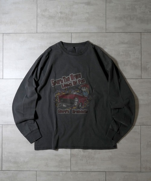 Anytime Songs(エニータイムソングス)の「Pigment hard wash long sleeve T-shirt/ピグメント ハードウォッシュ 長袖 Tシャツ/ロンT(Tシャツ/カットソー・メンズ・ブラック/ブラウン系その他/ブラック系その他2/ブラック系その他/ブラウン系その他2/ブラック系その他3/ブラウン系その他3/モカ・M/L/XL)」の1枚目の写真