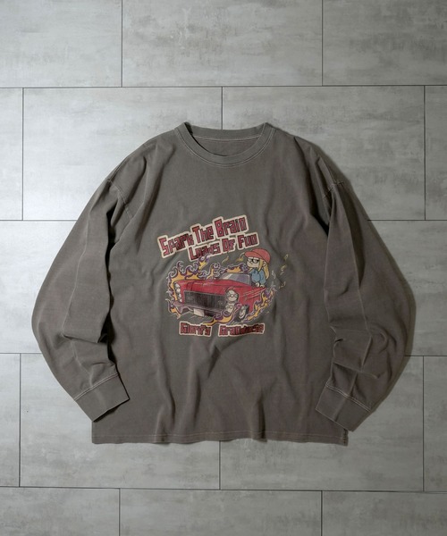 Anytime Songs(エニータイムソングス)の「Pigment hard wash long sleeve T-shirt/ピグメント ハードウォッシュ 長袖 Tシャツ/ロンT(Tシャツ/カットソー・メンズ・ブラック/ブラウン系その他/ブラック系その他2/ブラック系その他/ブラウン系その他2/ブラック系その他3/ブラウン系その他3/モカ・M/L/XL)」の5枚目の写真