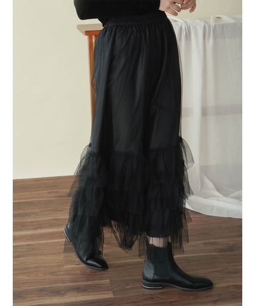 FIKA.（フィーカ）の「Tulle tiered skirt（スカート・レディース・ブラック/アイボリー・MEDIUM）」の12枚目の写真