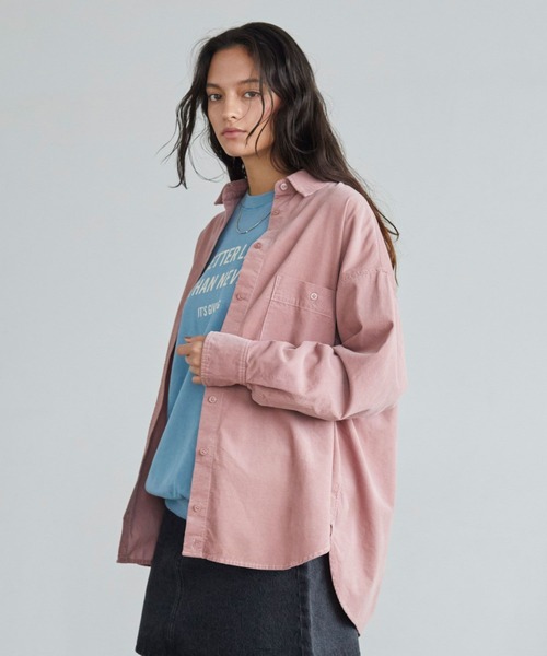 BAYFLOW（ベイフロー）の「[カシュクール可能]2WAYコーデュロイシャツ（シャツ/ブラウス・レディース・グレー/ブルー/ピンク/サンドベージュ・SMALL/MEDIUM）」の4枚目の写真