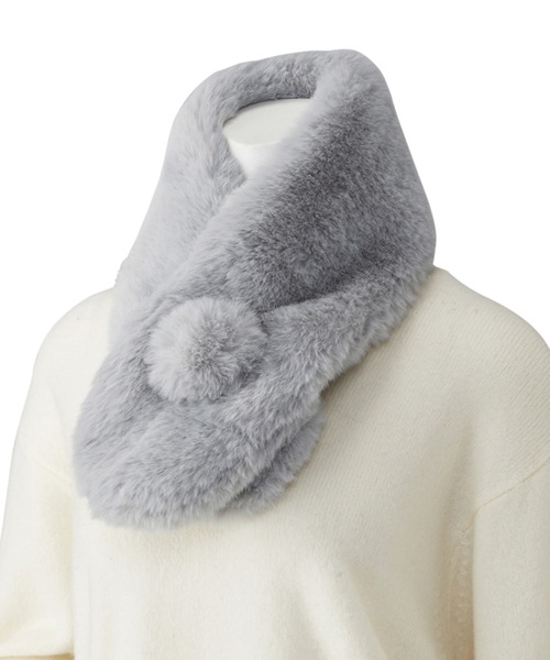 マフラー ふわもこフェイクファー ”うさしっぽ'（マフラー