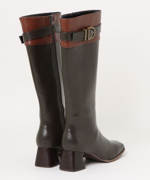 TINA：JOJUN（ティーナジョジュン）の「バイカラー スクエアトゥロングブーツ TINA：JOJUN（ブーツ・レディース・カーキ/シルバー・S/M/L）」の11枚目の写真