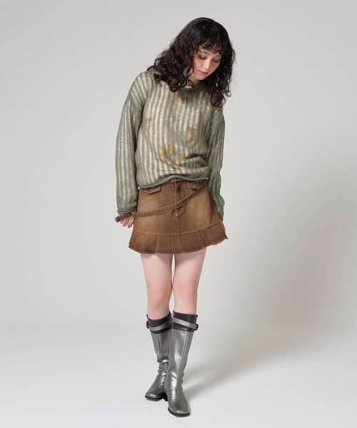 TINA：JOJUN（ティーナジョジュン）の「バイカラー スクエアトゥロングブーツ TINA：JOJUN（ブーツ・レディース・カーキ/シルバー・S/M/L）」の9枚目の写真