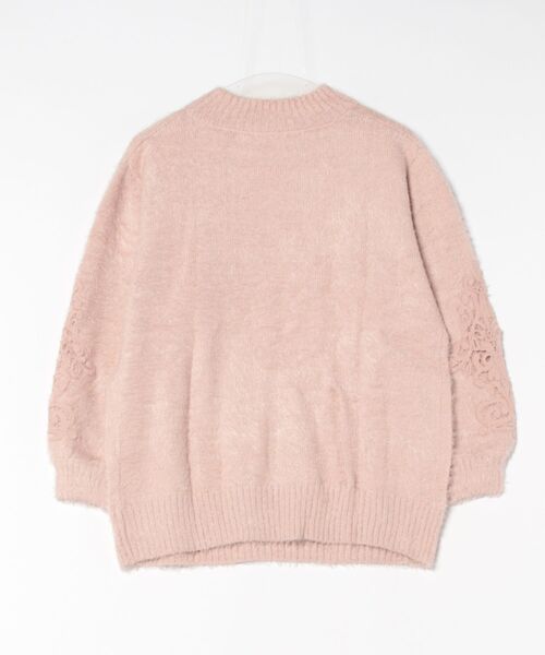 BELLUNA PLUS(ベルーナ)の「袖レース使いシャギーニットプルオーバー(ニット/セーター・レディース・ブルー/ピンク/ネイビー・X-LARGE/LARGE/MEDIUM)」の4枚目の写真