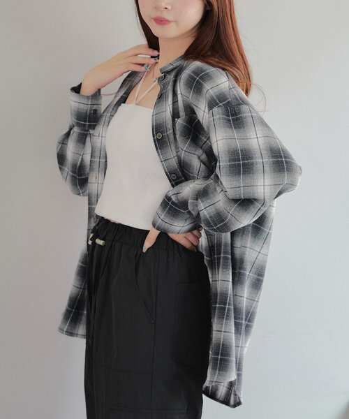 APPORTE PAR LES MARCHES(アポルテパーレマルシェ)の「【MARCHES】オンブレチェックシャツ(シャツ/ブラウス・レディース・ネイビー/ブラック/レッド・FREE)」の22枚目の写真