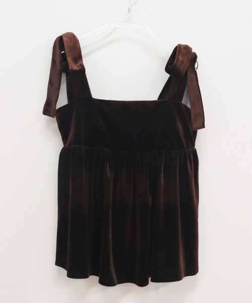 セール】【original】肩リボンベロアビスチェ / デート服 冬 春