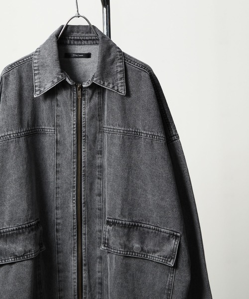 ZIP FIVE(ジップファイブ)の「【ZIP FIVE】 ルーズシルエット コットン デニム ブルゾン / デニムジャケット(デニムジャケット・メンズ・ワンウォッシュ/ブルー/ブラック・MEDIUM/LARGE)」の10枚目の写真