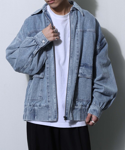 セール】【ZIP FIVE】 ルーズシルエット コットン デニム ブルゾン