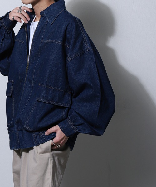 セール】【ZIP FIVE】 ルーズシルエット コットン デニム ブルゾン