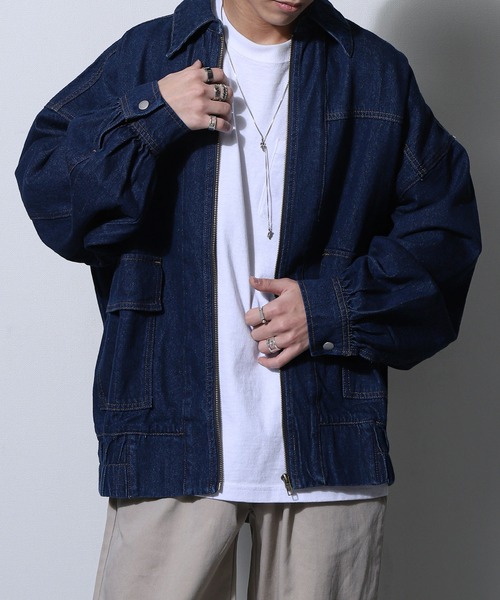 セール】【ZIP FIVE】 ルーズシルエット コットン デニム ブルゾン