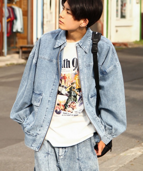 【新品未使用】組曲L  デニムジャケット5号 セール】【ZIP FIVE】 ルーズシルエット コットン デニム ブルゾン