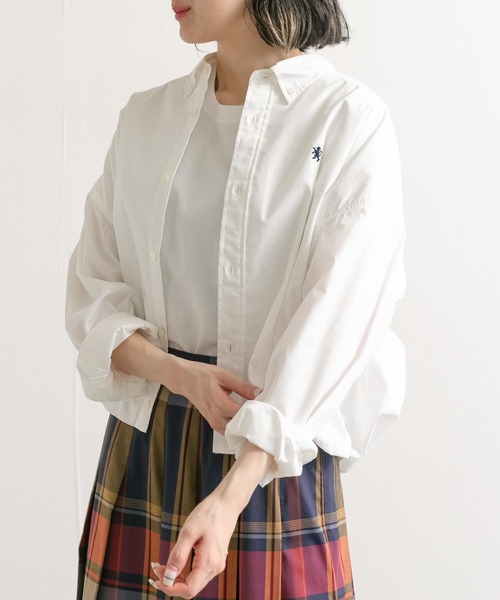 GYMPHLEX（ジムフレックス）の「GYMPHLEX　TTO SHORT BUTTONDOWN SHIRTS Long-Sleeve（シャツ/ブラウス・レディース・イエロー/スミクロ/ホワイト・14）」の2枚目の写真
