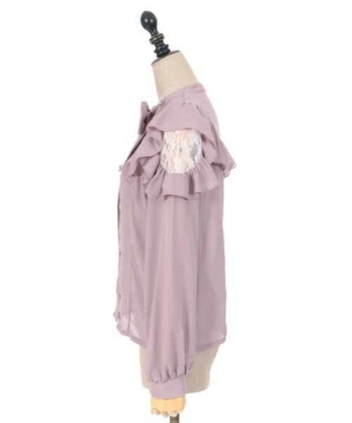 リボン付フリル長袖ブラウス | outlet | axes femme online shop