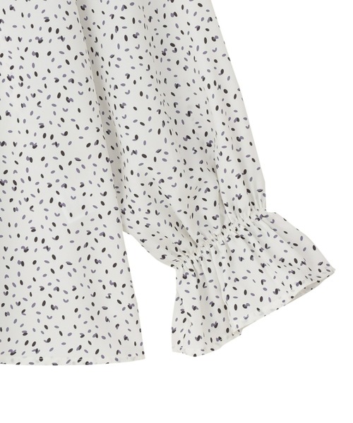 TOKYO SHIRTS（トウキョウシャツ）の「フリル衿 レディース長袖ブラウス（Tシャツ/カットソー・レディース・オフホワイト/ネイビー・M/L）」の5枚目の写真