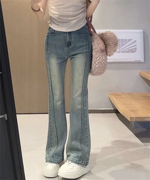 Dream garden（ドリームガーデン）の「フレアデニムパンツ ストレッチパンツ（デニムパンツ・レディース・ブルー/ダークブルー・L/2XL/XL/S/M）」の4枚目の写真