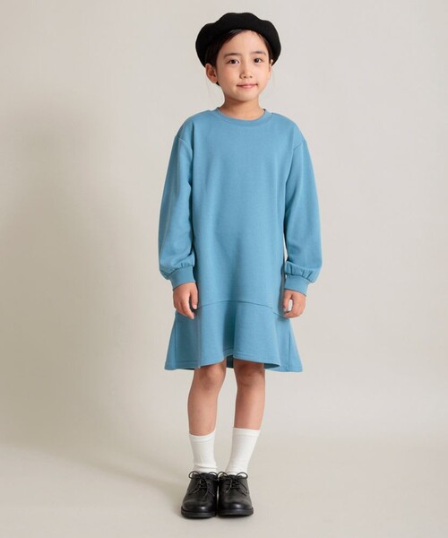 DRC branshes(ディーアールシーブランシェス)の「【WEB限定/DRC/やわらか薄手裏毛】裾フレア切替・袖ボリューム長袖ワンピース(ワンピース・キッズ・ラベンダー/ブルー/グレー/ブラック・90/110/100/130/120/150/140)」の10枚目の写真