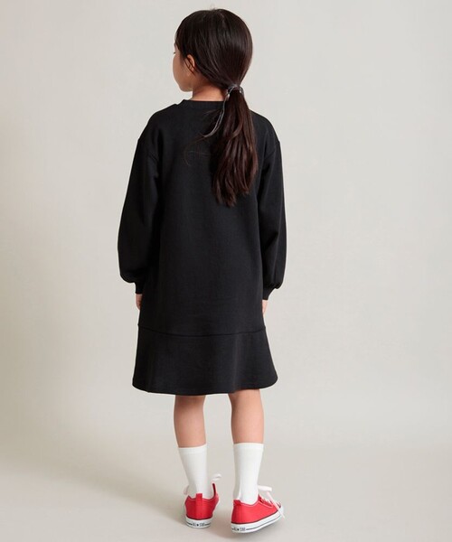 DRC branshes(ディーアールシーブランシェス)の「【WEB限定/DRC/やわらか薄手裏毛】裾フレア切替・袖ボリューム長袖ワンピース(ワンピース・キッズ・ラベンダー/ブルー/グレー/ブラック・90/110/100/130/120/150/140)」の6枚目の写真