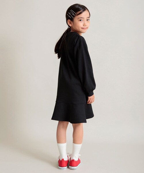 DRC branshes(ディーアールシーブランシェス)の「【WEB限定/DRC/やわらか薄手裏毛】裾フレア切替・袖ボリューム長袖ワンピース(ワンピース・キッズ・ラベンダー/ブルー/グレー/ブラック・90/110/100/130/120/150/140)」の9枚目の写真
