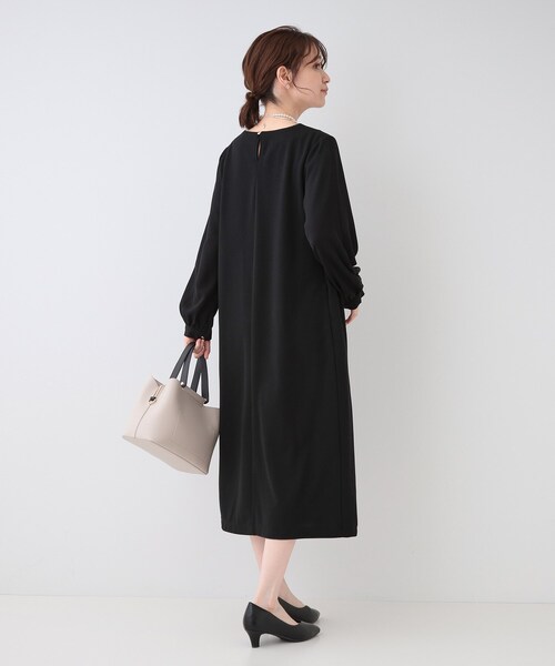 セール】【S-3L/お袖デザイン2WAY】異素材ドッキングワンピース