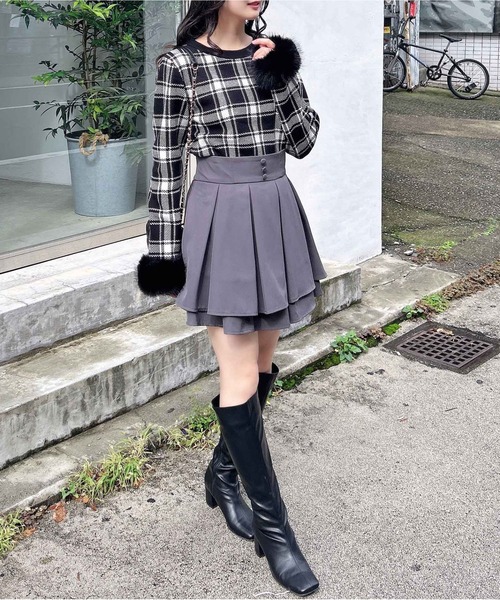 INGNI(イング)の「チェック柄ジャガード袖口ファーニット(ニット/セーター・レディース・オフホワイト/ブラック・M)」の17枚目の写真