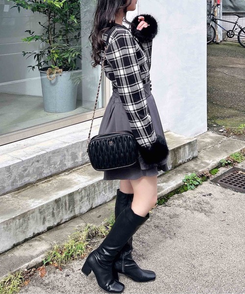 INGNI(イング)の「チェック柄ジャガード袖口ファーニット(ニット/セーター・レディース・オフホワイト/ブラック・M)」の18枚目の写真