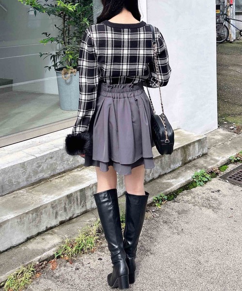 INGNI(イング)の「チェック柄ジャガード袖口ファーニット(ニット/セーター・レディース・オフホワイト/ブラック・M)」の19枚目の写真