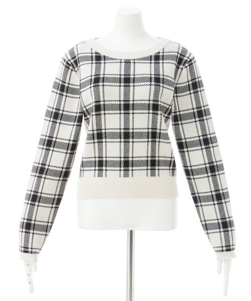 INGNI(イング)の「チェック柄ジャガード袖口ファーニット(ニット/セーター・レディース・オフホワイト/ブラック・M)」の22枚目の写真