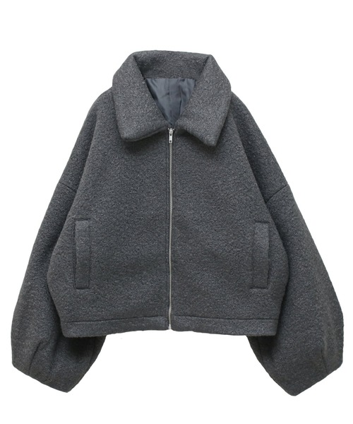 Social GIRL(ソーシャルガール)の「ボリューム袖 シープボア ショートブルゾン ボアジャケット ステンカラーコート(ブルゾン・レディース・チャコールグレー/ブラック/アイボリー/グレイッシュベージュ・M)」の13枚目の写真