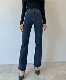 MICHEAL KORS ストレッチデニム ベルテッド フレア ジーンズ セール】ストレッチデニム ベルテッド フレア ジーンズ（デニム
