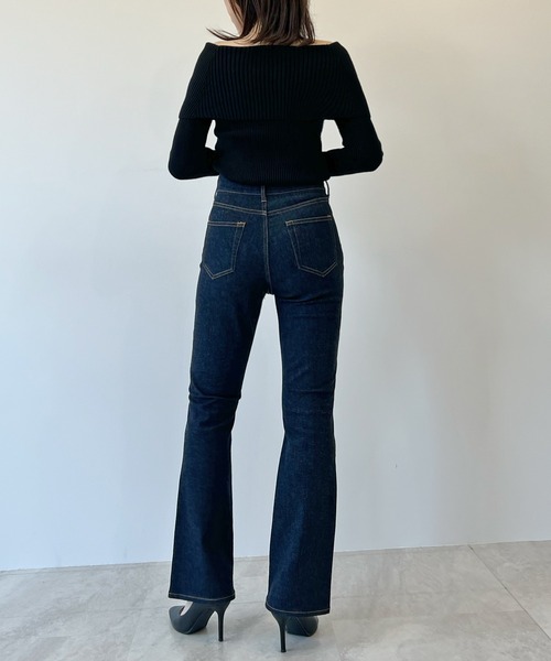 Futier land（フューティアランド）の「美脚フレアデニムパンツ（デニムパンツ・レディース・ブラック/ネイビー・マルチサイズ）」の13枚目の写真