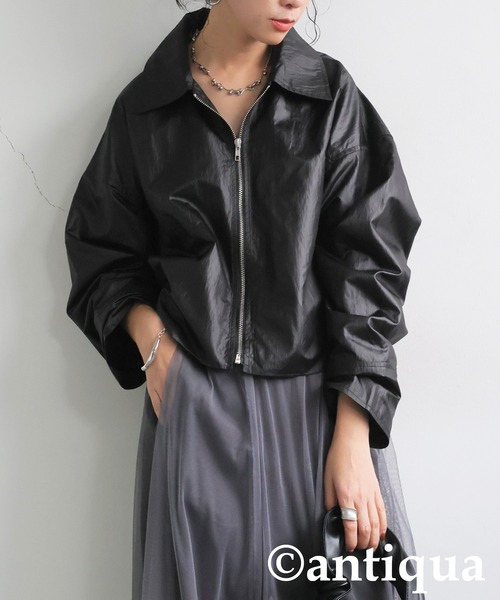 antiqua(アンティカ)の「パールタフタジャケット(ナイロンジャケット・レディース・ブラック/グレー・ONESIZE)」の3枚目の写真
