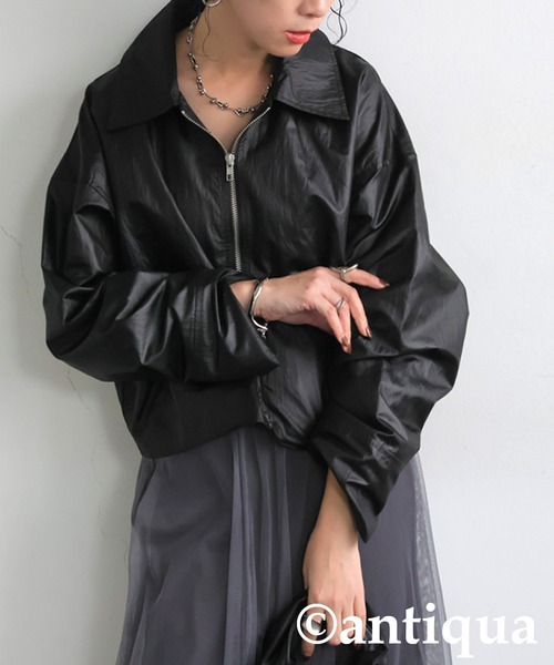 antiqua(アンティカ)の「パールタフタジャケット(ナイロンジャケット・レディース・ブラック/グレー・ONESIZE)」の5枚目の写真