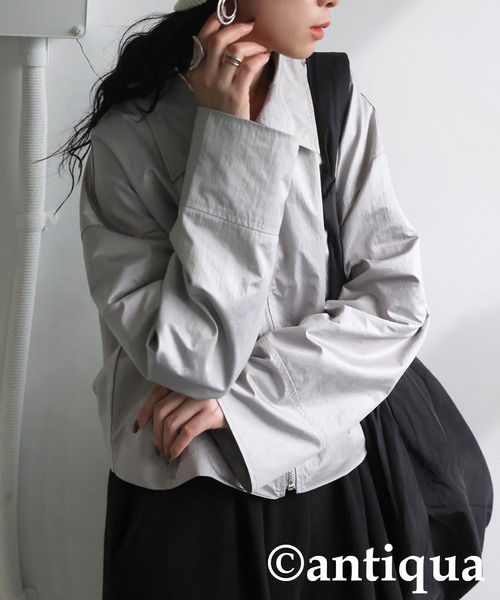 antiqua(アンティカ)の「パールタフタジャケット(ナイロンジャケット・レディース・ブラック/グレー・ONESIZE)」の9枚目の写真