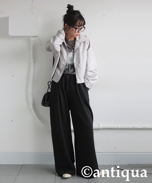 antiqua(アンティカ)の「パールタフタジャケット(ナイロンジャケット・レディース・ブラック/グレー・ONESIZE)」の11枚目の写真
