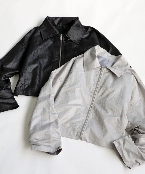 antiqua(アンティカ)の「パールタフタジャケット(ナイロンジャケット・レディース・ブラック/グレー・ONESIZE)」の12枚目の写真