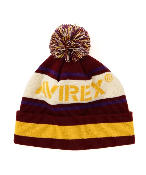 AVIREX(アヴィレックス)の「BONBON LOGO KNIT WATCH CAP / ボンボン ロゴ ニットワッチキャップ / AVIREX / アヴィレックス(ニットキャップ/ビーニー・メンズ・チャコール/バーガンディー・FREE)」の2枚目の写真