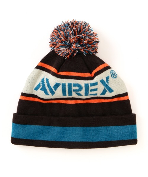 AVIREX(アヴィレックス)の「BONBON LOGO KNIT WATCH CAP / ボンボン ロゴ ニットワッチキャップ / AVIREX / アヴィレックス(ニットキャップ/ビーニー・メンズ・チャコール/バーガンディー・FREE)」の1枚目の写真