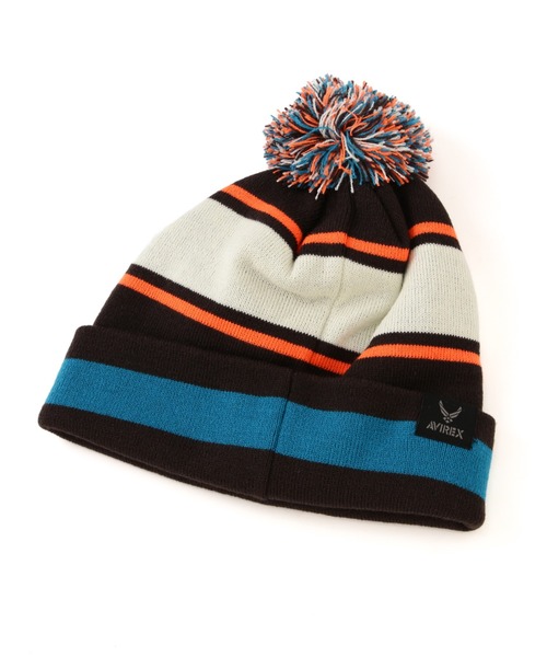 AVIREX(アヴィレックス)の「BONBON LOGO KNIT WATCH CAP / ボンボン ロゴ ニットワッチキャップ / AVIREX / アヴィレックス(ニットキャップ/ビーニー・メンズ・チャコール/バーガンディー・FREE)」の4枚目の写真