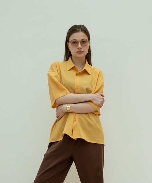 【セール】solid half sleeve shirts（シャツ/ブラウス）｜skoool（スクール）