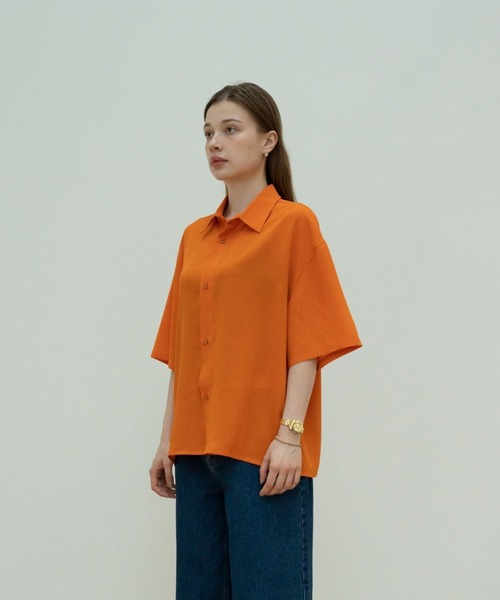 【セール】solid half sleeve shirts（シャツ/ブラウス）｜skoool（スクール）