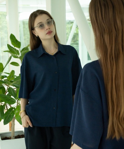 【セール】solid half sleeve shirts（シャツ/ブラウス）｜skoool（スクール）