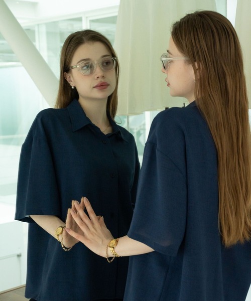 【セール】solid half sleeve shirts（シャツ/ブラウス）｜skoool（スクール）