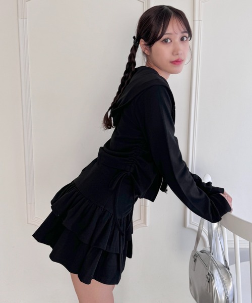 Loueme（ルエム）の「【セットアップ】サイドリボンパーカー＆ギャザーフリルミニスカート（セットアップ・レディース・アイボリー/ブラック/グレー・FREE）」の21枚目の写真