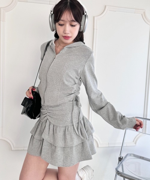 セール】【セットアップ】サイドリボンパーカー＆ギャザー