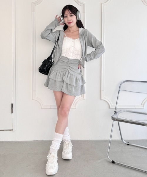 セール】【セットアップ】サイドリボンパーカー＆ギャザー