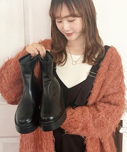 VIVIAN(ヴィヴィアン)の「omi×tera コラボ 厚底ダブルステッチストレッチショートブーツ(ブーツ・レディース・ブラック/ベージュ/ダークブラウン・M/S/L)」の11枚目の写真
