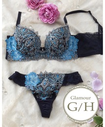 ブラ&ショーツ（ブルー・ネイビー/青色系・Tバック/ソング